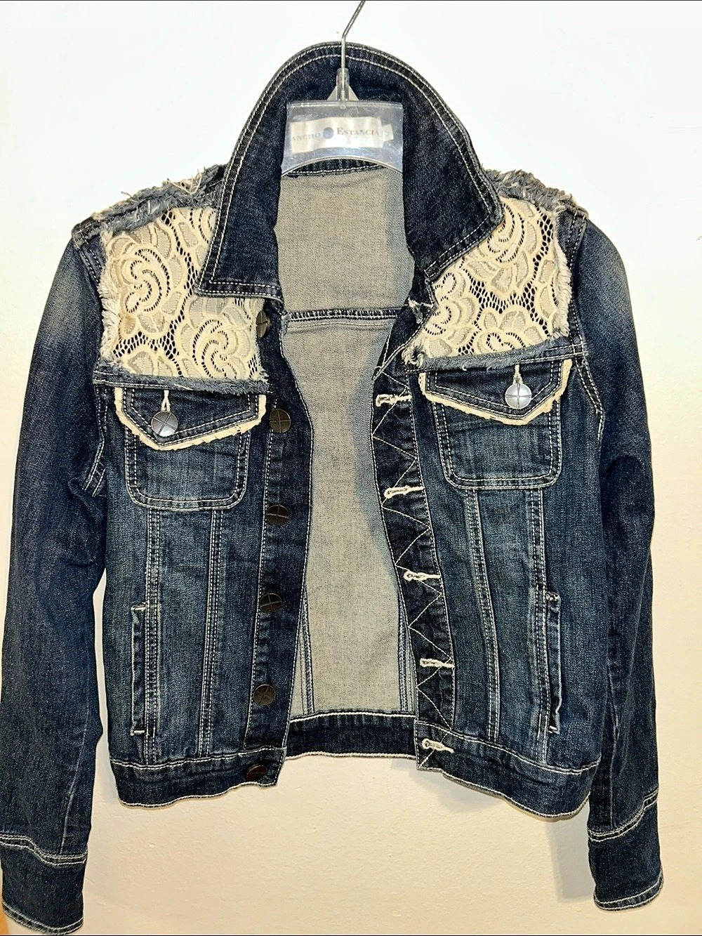 Rincho Estancia Women's Floral Lace Panel Denim Jacket